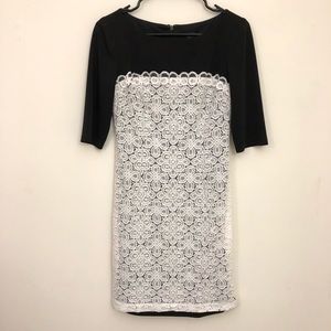 Black Saks Fifth Avenue | White Lace Midi Dress